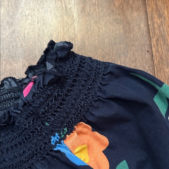 Hanna Andersson Navy Floral Kids Blouse, Size 6/7 - Picture 3 of 12